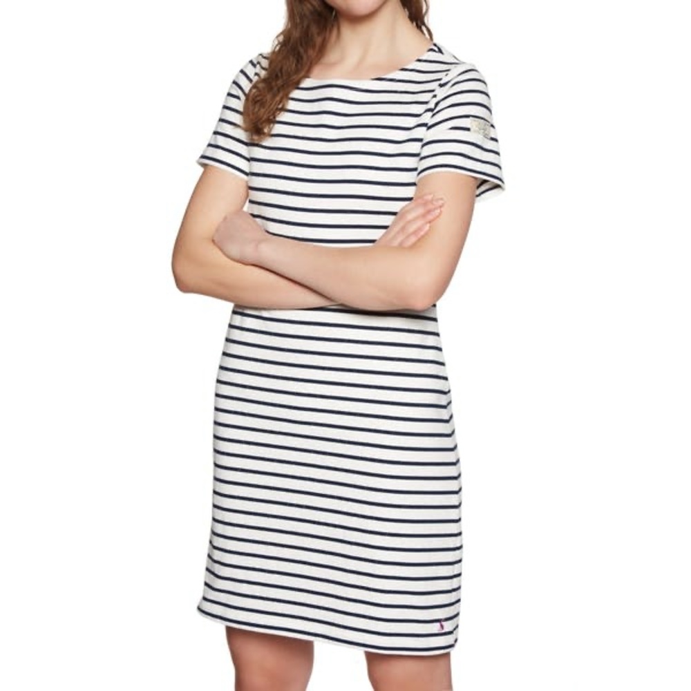 Joules Riviera Cream and Navy Short Sleeve Dress
